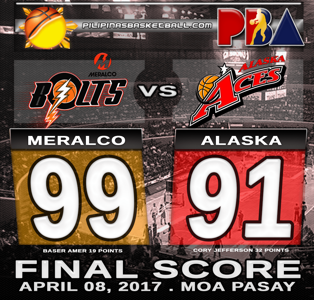 PBA Result Meralco 99 Alaska 91 April 8 2017