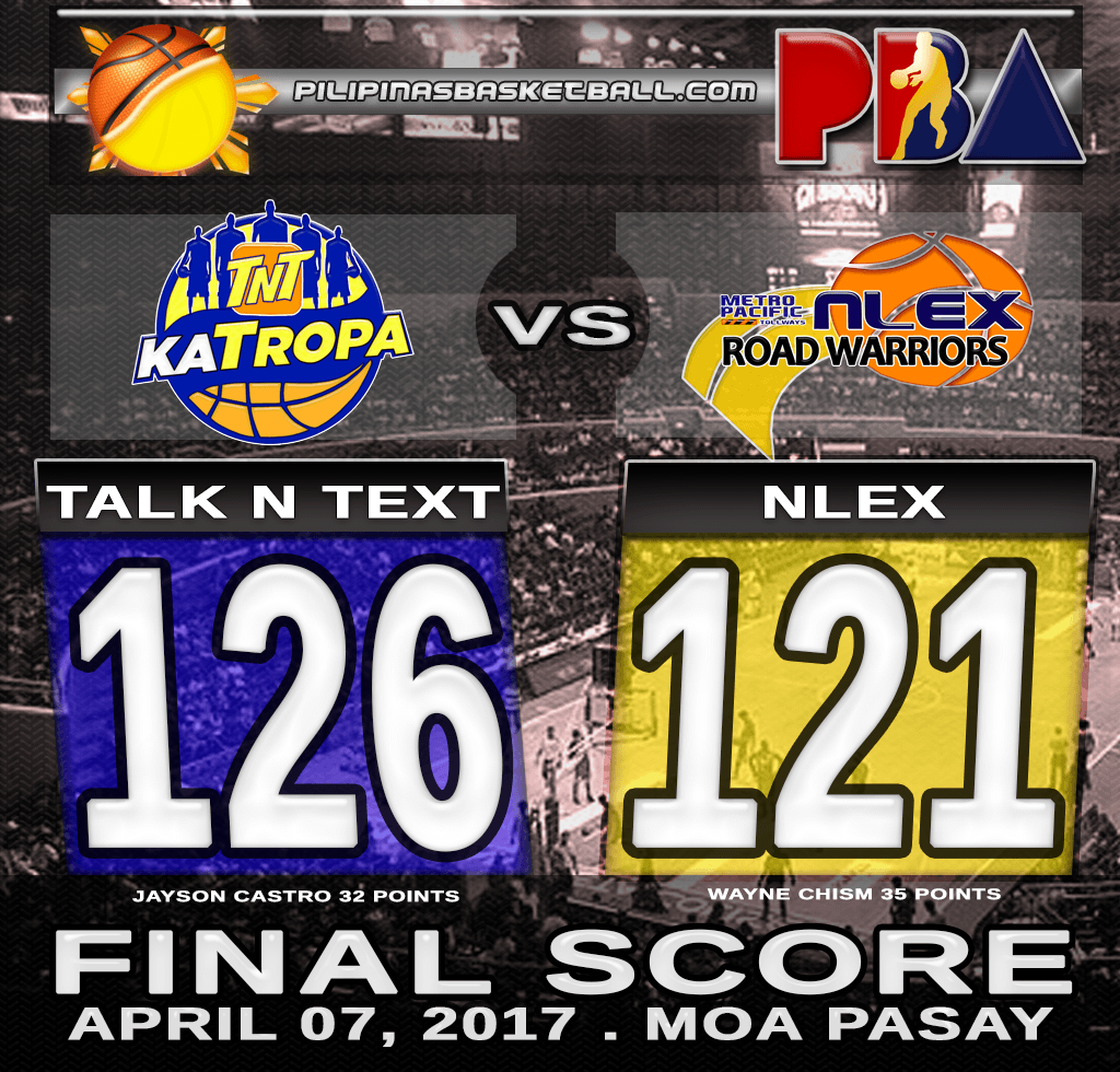 PBA Result Talk N Text 126 NLEX 121 April 7 2017