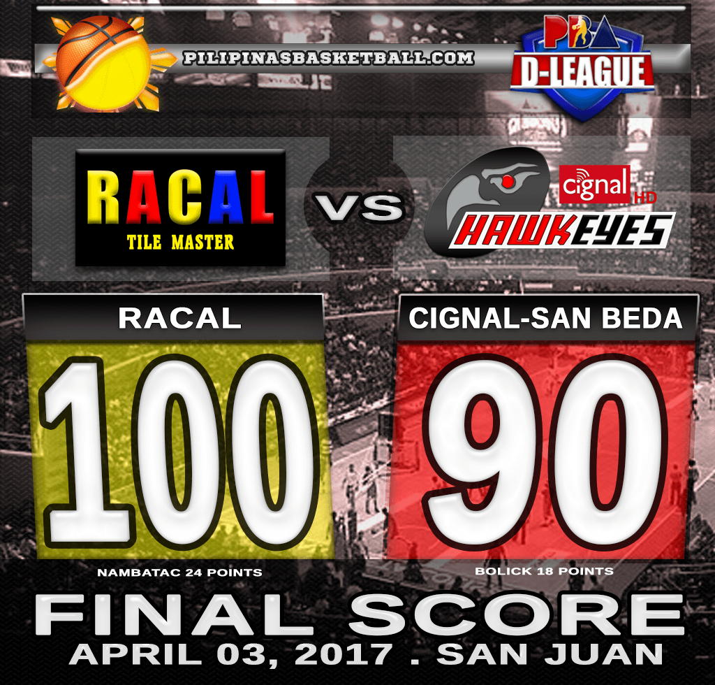 PBA D-League Racal 100 Cignal 90 April 3 2017