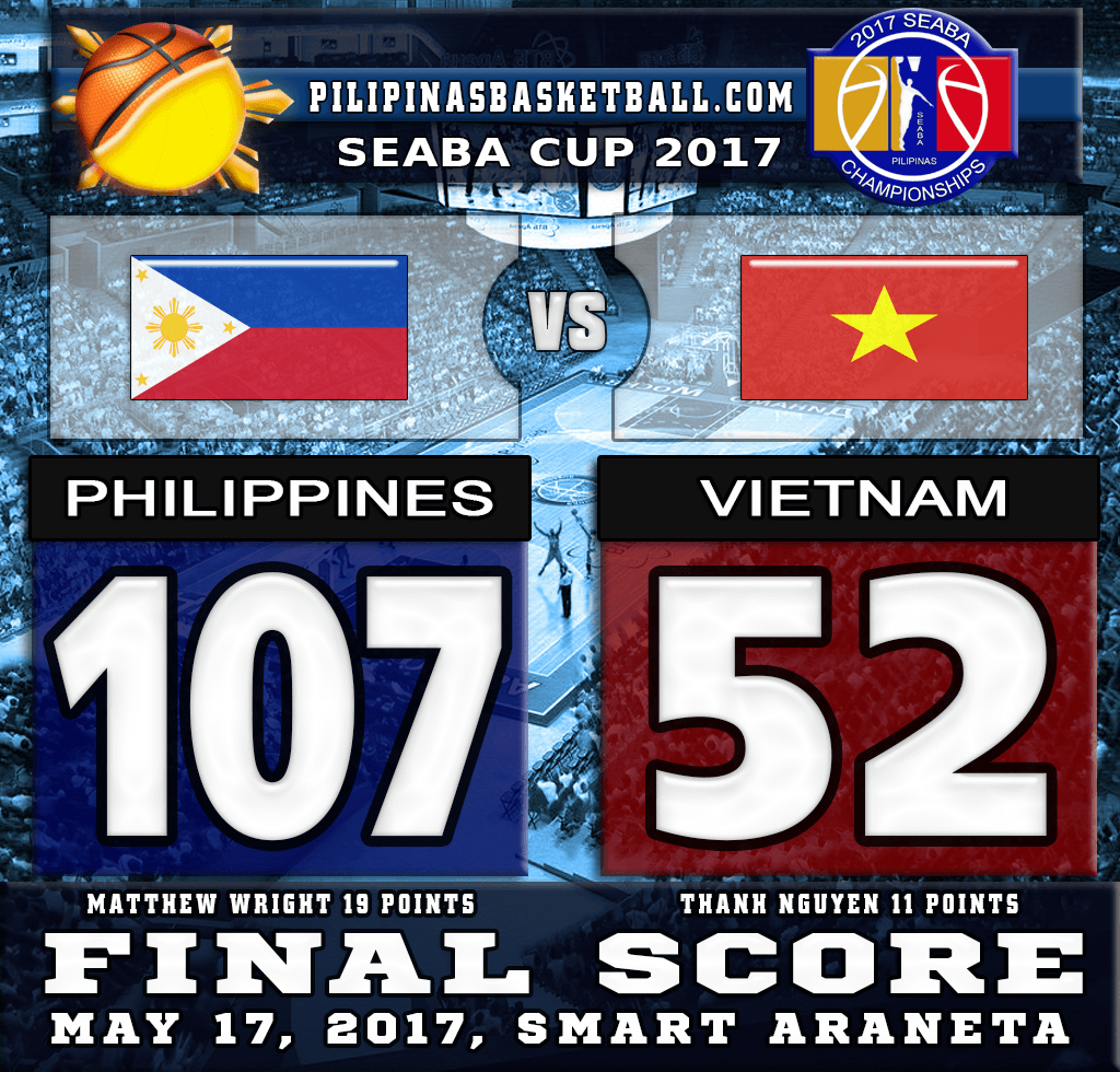 SEABA Cup 2017 Result Philippines 107 Vietnam 52 May 17 2017